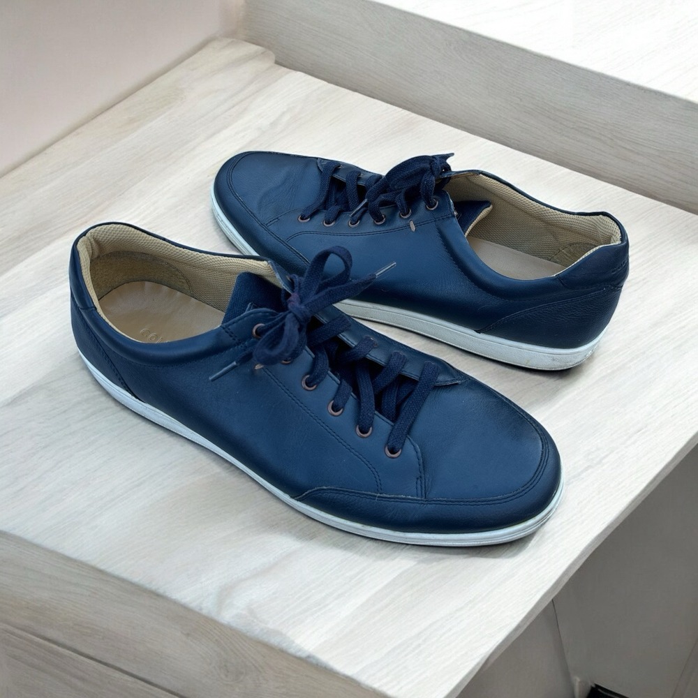 Cole Haan Mens‎ Low Top Lace Up Casual Shoes Sneakers Leather Navy Blue Size 12